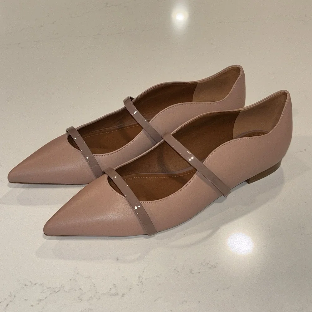 NWOB Malone Souliers Maureen Nude/Blush Leather Ballet Flats Size 40 US 10